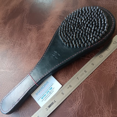 Spikey BDSM Black Leather Paddle