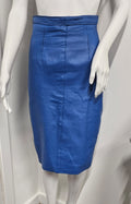 Blue leather skirt